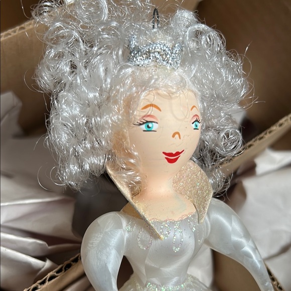 De Carlini White and Silver Holiday Christmas glass Ornament angel princess - Picture 6 of 7